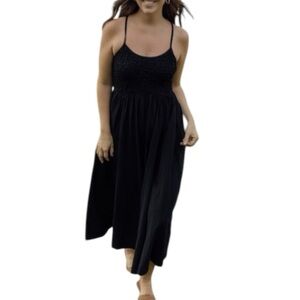Neuflora Rochelle Cotton Linen Blend Maxi Dress - Black - Size Medium